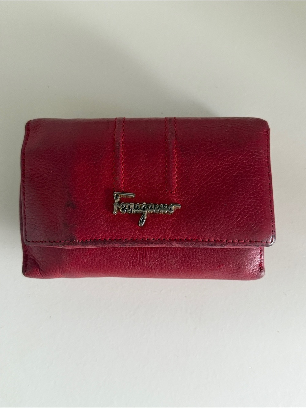 Red leather vintage Salvatore Ferragamo wallet